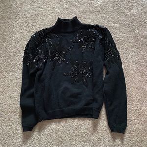 Turtleneck Sweater with Sequin Beading